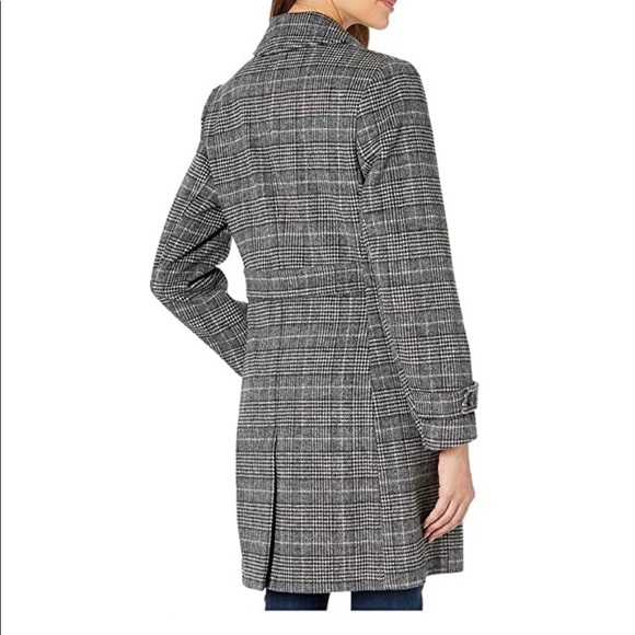 Vince Camuto Single Breasted Glen Plaid Wool Blend Walker Coat - Picture 6 of 9